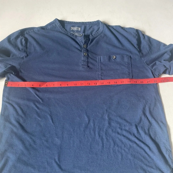 Men's Longtail T Relaxed Fit SS Henley with Pocket blue size L - Picture 6 of 7